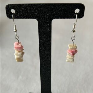 Elegant Pink and Cream Stone Earrings by CreativlelyM